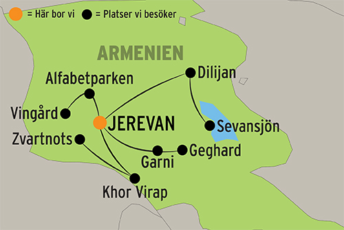 Geografisk karta ver Armenien.